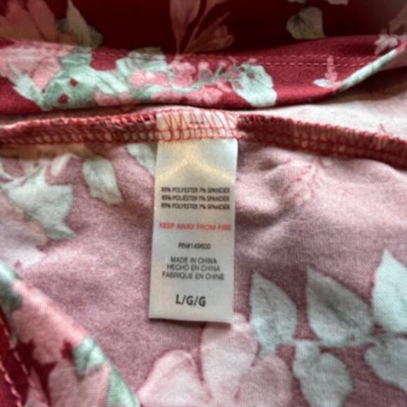 Flora Nikrooz Jacqueline Travel Set Sz L Brick Floral 3 Pc Robe Cami Shorts NEW - Picture 15 of 15